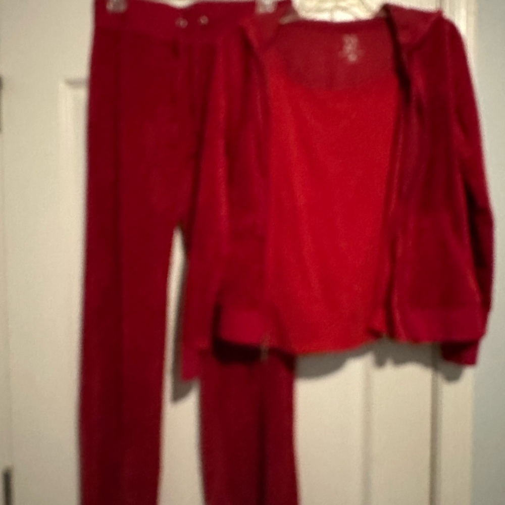 New York & Company Red Velour Tracksuit